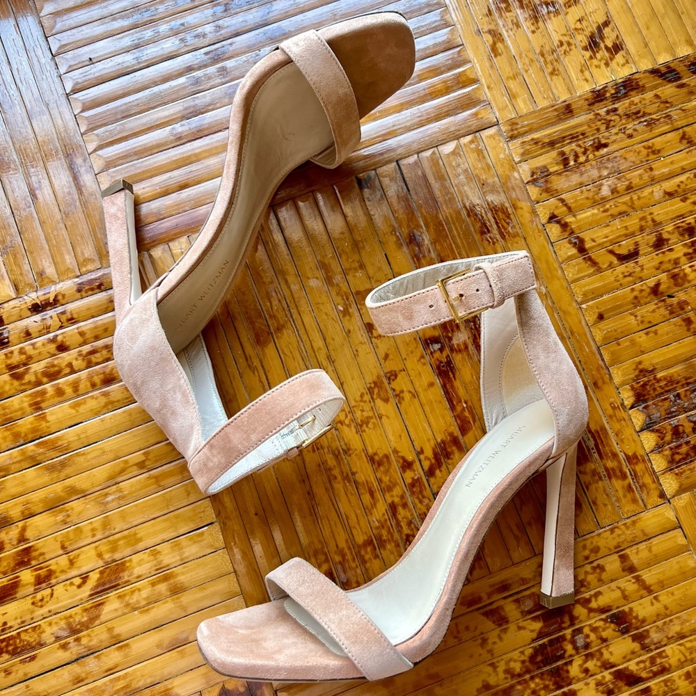 Stuart Weitzman Nude Suede Heel Sandal